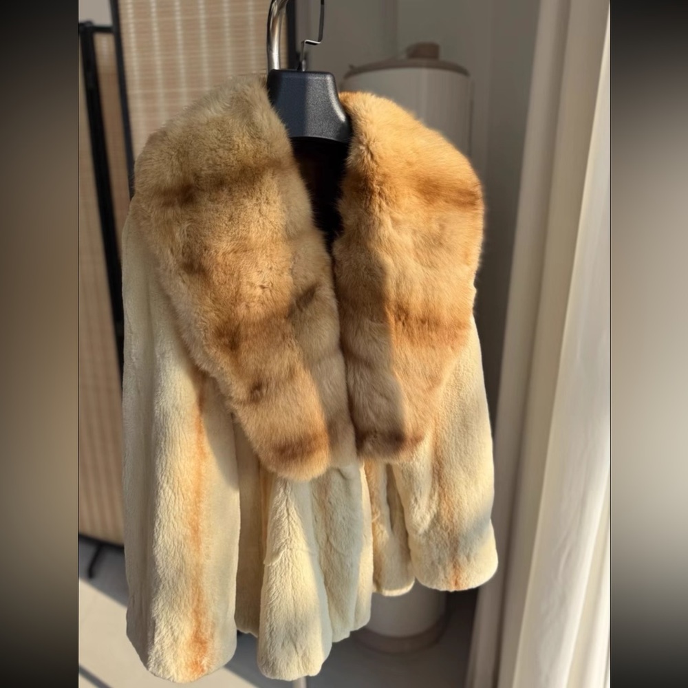 Vintage gold sable collar with mink fur trim coat